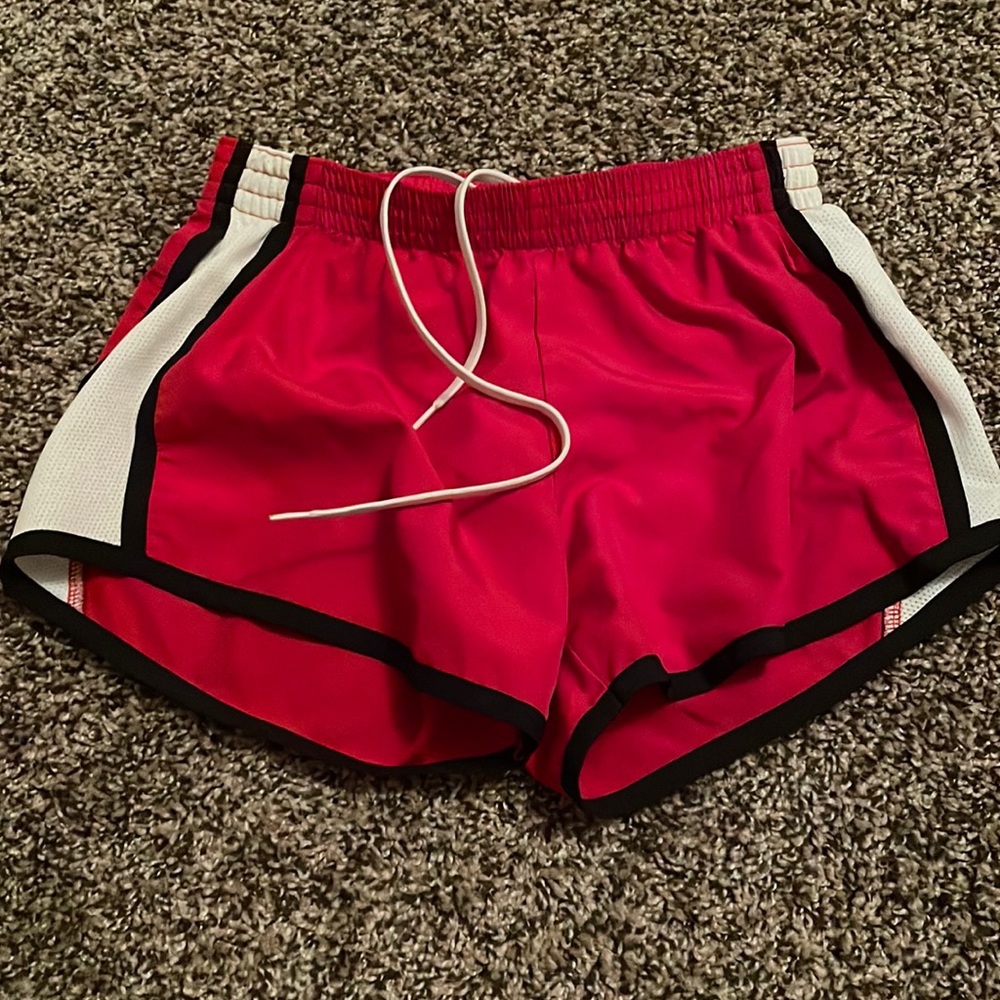 red athletic shorts